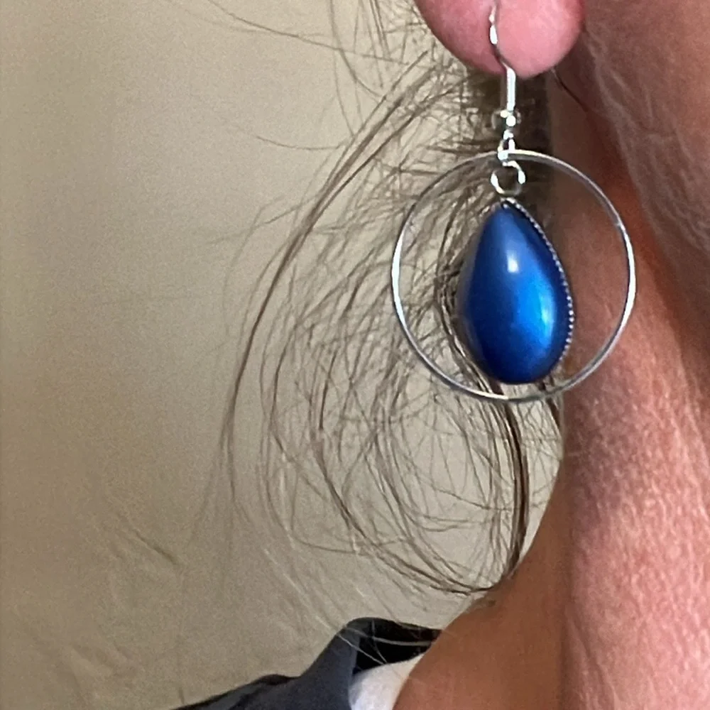 24023 Purple and Navy teardrop earrings